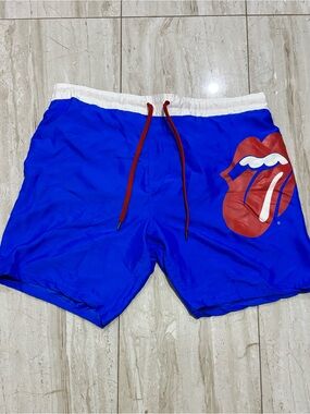 The Rolling Stones Blue Graphic Shorts